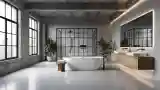 Industrial Bathroom with Concrete and Wood