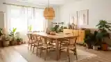 Rustic Dining Room with Wood and Plants