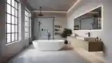 Łazienka Loft z betonem i drewnem