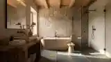 Rustic Bathroom with Stone Walls