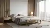 Pokój senny w stylu japandi