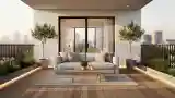 Scandinavian Terrace with Wood Flooring