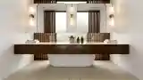 Minimalist Bathroom in Wood and Marble