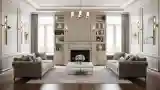 Luxurious Living Room with Marble and Wood