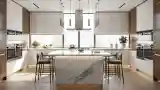 Minimalist Kitchen with Marble Island