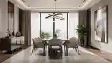 Refined Dining Room with Marble Floor