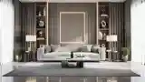 Living Room in Wood and Marble
