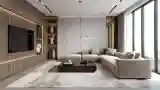Modern Luxury Living Room with Wood and Marble