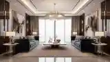 Luxury Living Room with Marble and Gold Accents