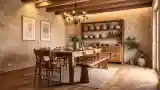 Rustic Dining Room with Stone Walls
