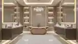 Złota łazienka z marmurem