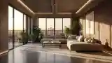 Living Room with Concrete and Wood