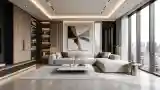 Luxurious Lounge with Wood and Marble