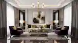 Opulent Living Room with Purple Velvet Chairs