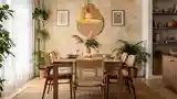 Elegancka Jadalnia Boho z Drewnem i Włókniną