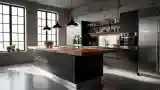 Industriальная Kuchnia z Ciemnym Drewnem
