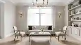 Elegant Living Room with Marble and Wood