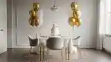Minimalist Dining Room with Gold Accents