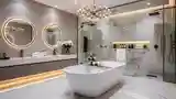 Wąsko wyeksponowana łazienka glamour
