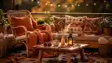Boho Terrasa Z Wiankiem Liści