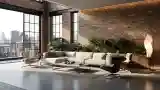 Łazienka Loft z cegłą i drewnem