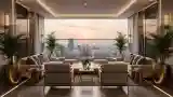 Salon z widokiem na miasto