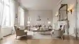 Living Room with Marble Fireplace