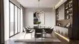Elegant Dining Room with Marble and Gold Accents