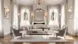Lavish Lounge with Gleaming Crystal Chandelier