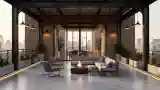 Industrial Terrace Lounge with Raw Materials