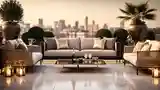 Terrasa Glamuru z Marmurowym Podłogiem