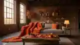 Spacious Industrial Living Room with Autumn Accents
