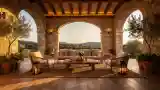 Grand Courtyard with Stone Arches