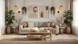 Łagodna sala w stylu boho