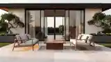 Luxury Outdoor Lounge with Wood and Linen