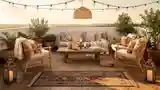 Bohemian Terrace with Rattan and Patterns