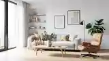 Scandinavian Living Room with Wood and Leather