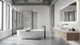 Loft Bathroom with Concrete and Marble