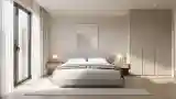 Ceiling-Mounted Bed with Wood and Dark Lighting