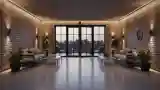 Loft-style lounge with brick walls