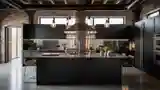 Industrialna Kuchnia z Czarnymi Frontami