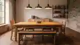 Dining Room with Wood and Stone