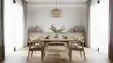 Elegancka sala lunchowa z drewnem