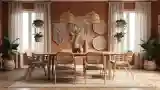 Bohemian Dining Room with Bamboo