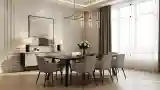 Dining Room with Gold Chandelier