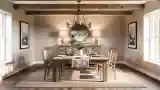 Elegancka Jadalnia z Drewnem i Kamieniem