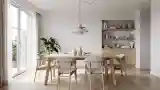 Elegancka sala kolacyjna z drewnem