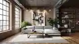 Industrial Living Room with Concrete and Brick