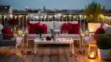 Scandinavian Terrace with Crimson Accents