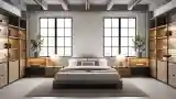 Industrial Bedroom with Wood and Concrete